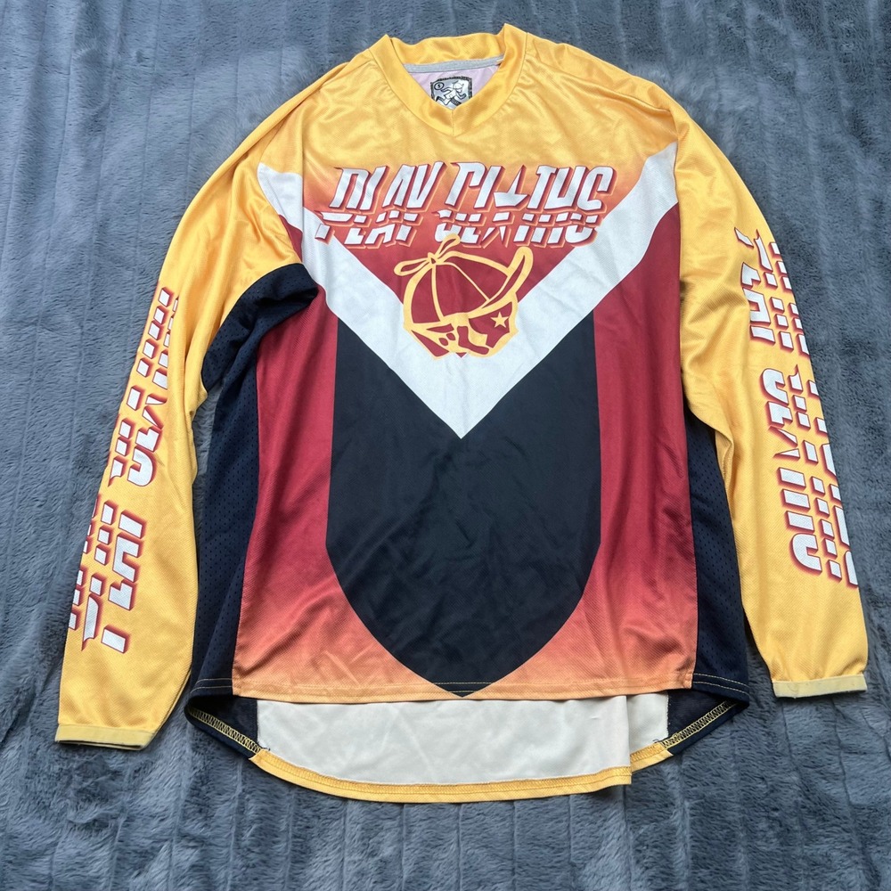 Play Cloths Motocross Jersey Mens Small Yellow Red Long Sleeve 077 Streetwear